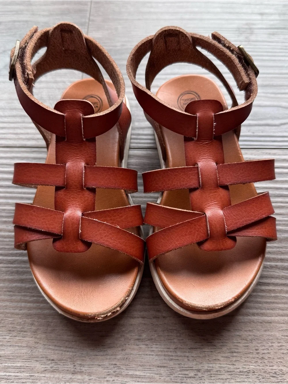 Toddler Brown Leather Strappy Comfort Sandals